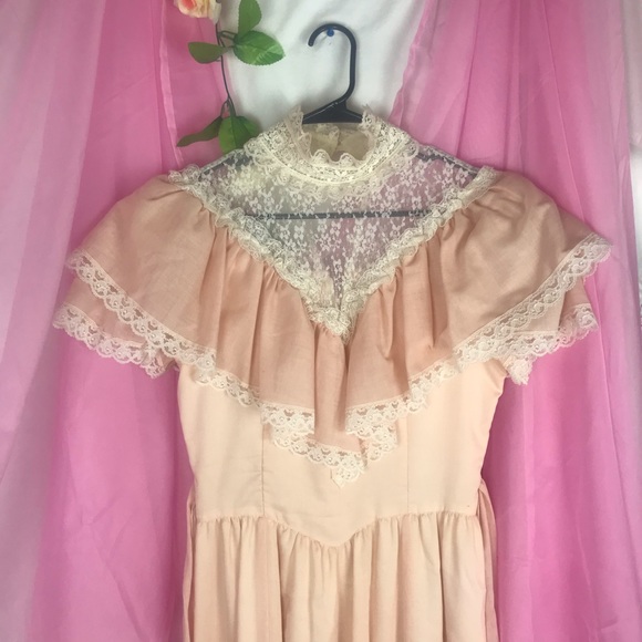 Vintage pink 70s prairie Jessica mcclintock dress - Picture 10 of 11